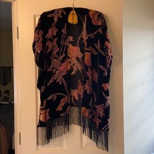 Say What? Velvety Kimono with fringe